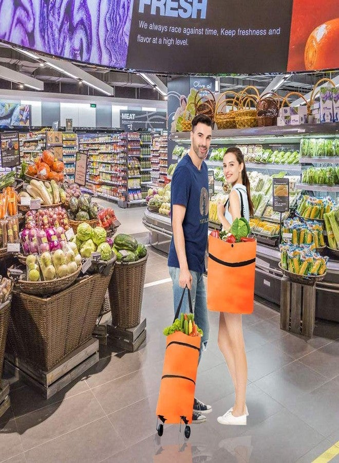 Vensi SHOP ZONE Fabric Metal Shopping Trolley Carry Bag for Vegetables and Grocery Lightweight Folding Shopping Trolley Travel Luggage Bag with Wheels (Multi) - Image 3